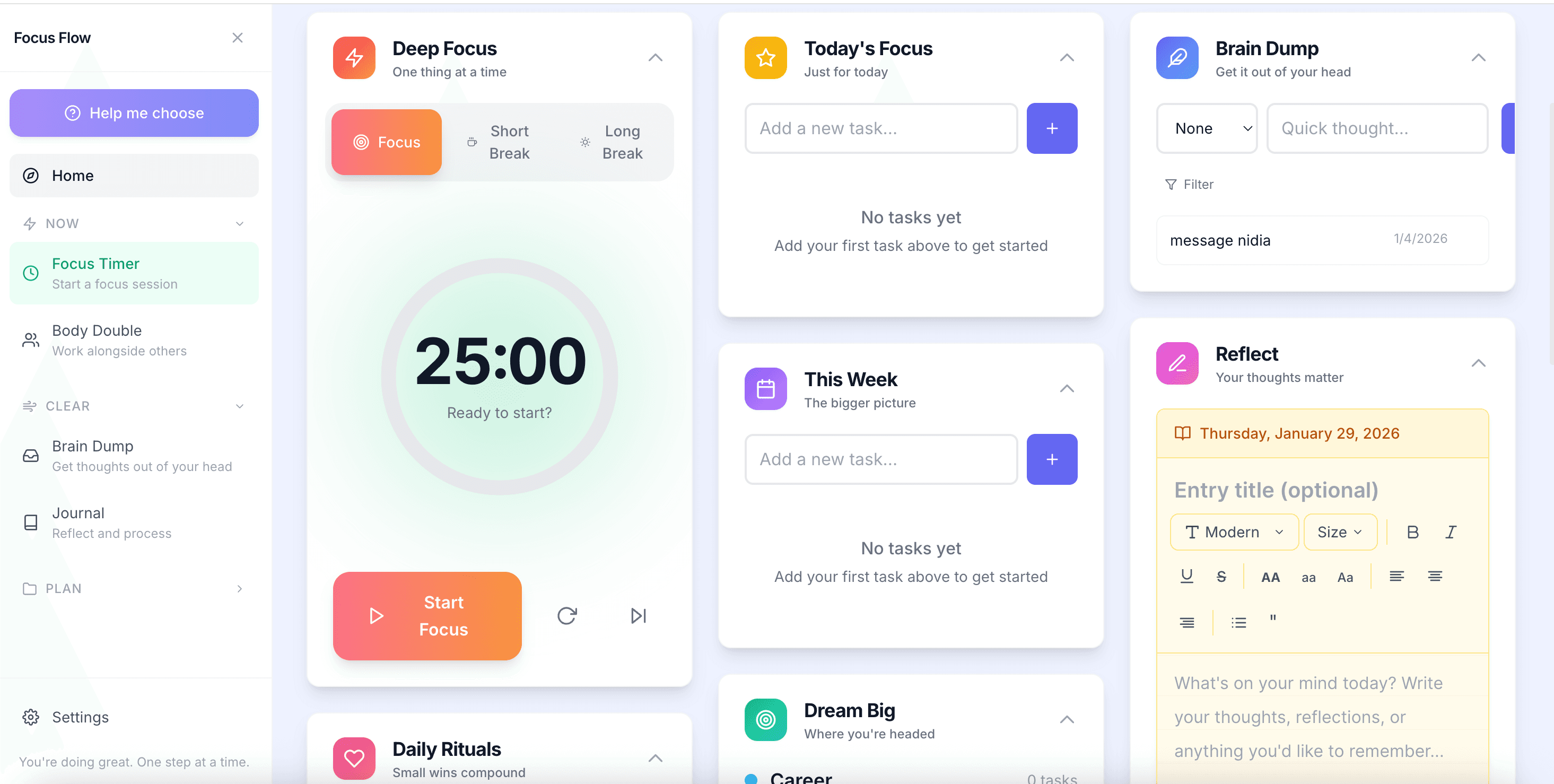 Focus Flow app screenshot